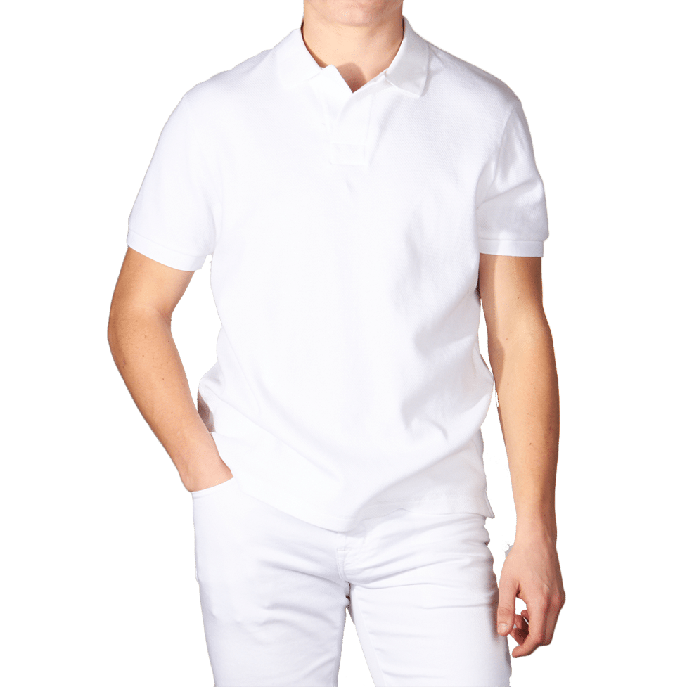 white buttonless polo