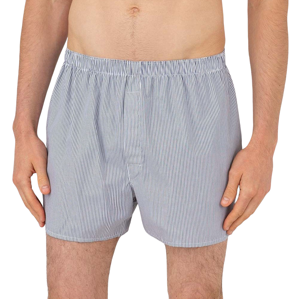 Sunspel - Navy Blue Pinstripe Cotton Poplin Boxer Shorts | Baltzar