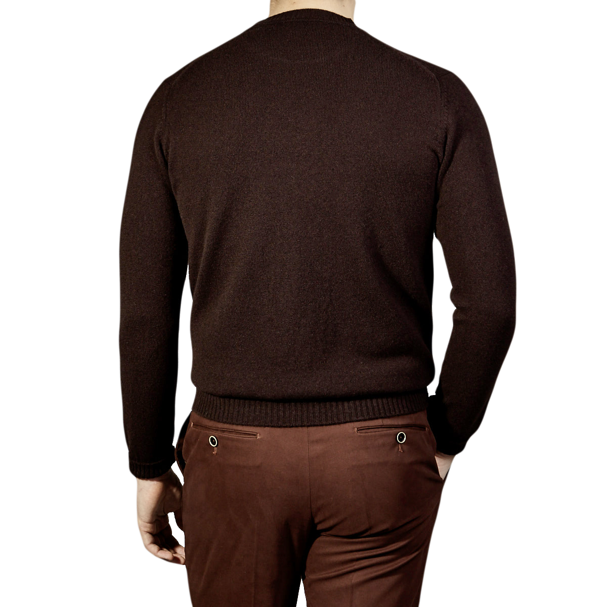 William Lockie - Dark Brown Crew-Neck Lambswool Sweater | Baltzar