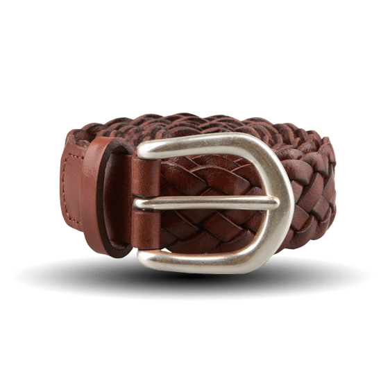 Brown Woven 25mm Leather Belt 