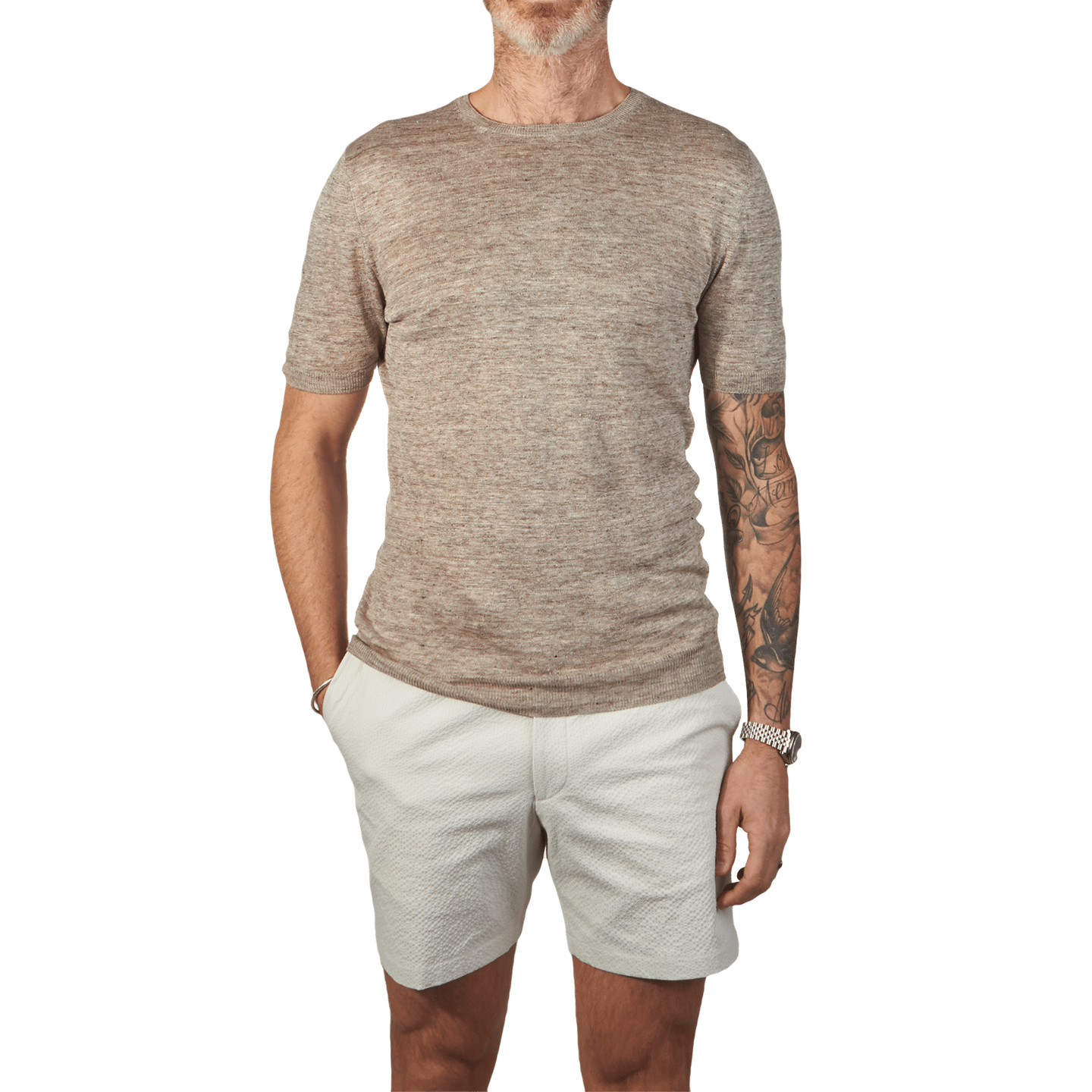 Gran Sasso - Beige Melange Linen T-shirt 