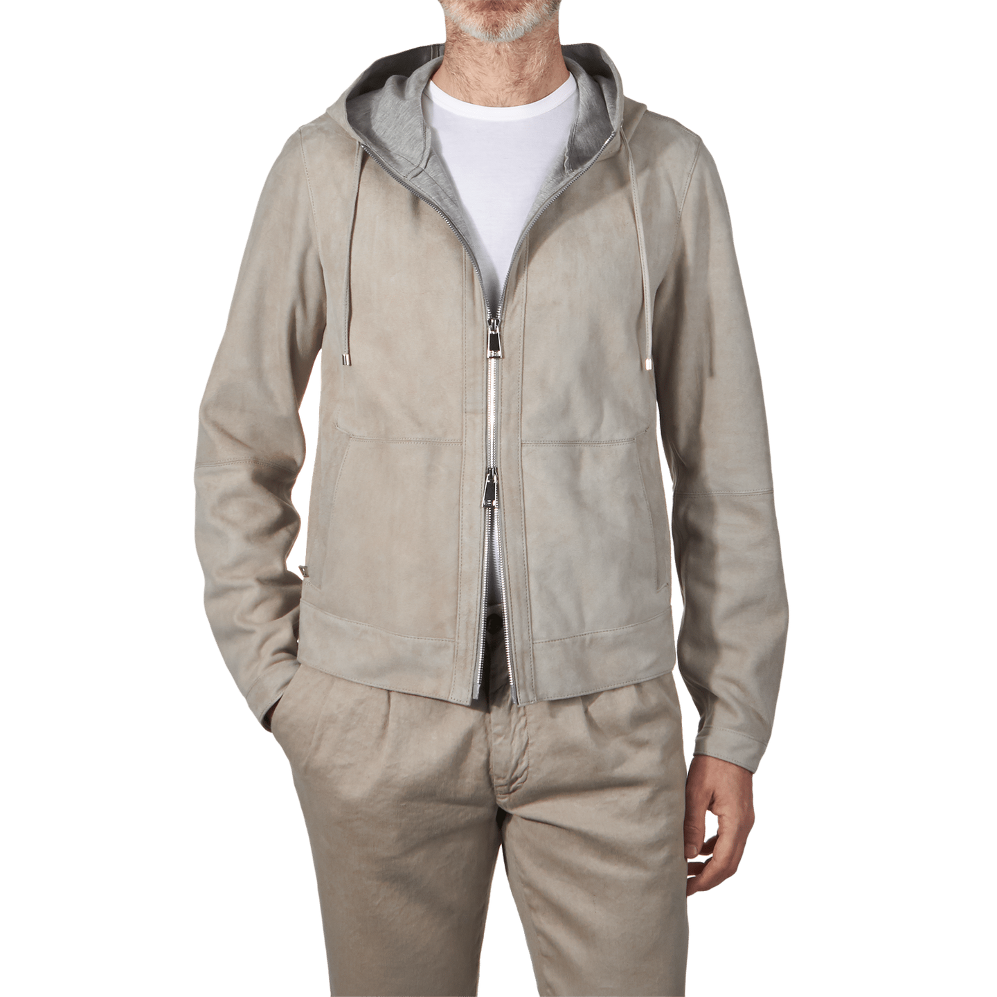 light grey suede biker jacket