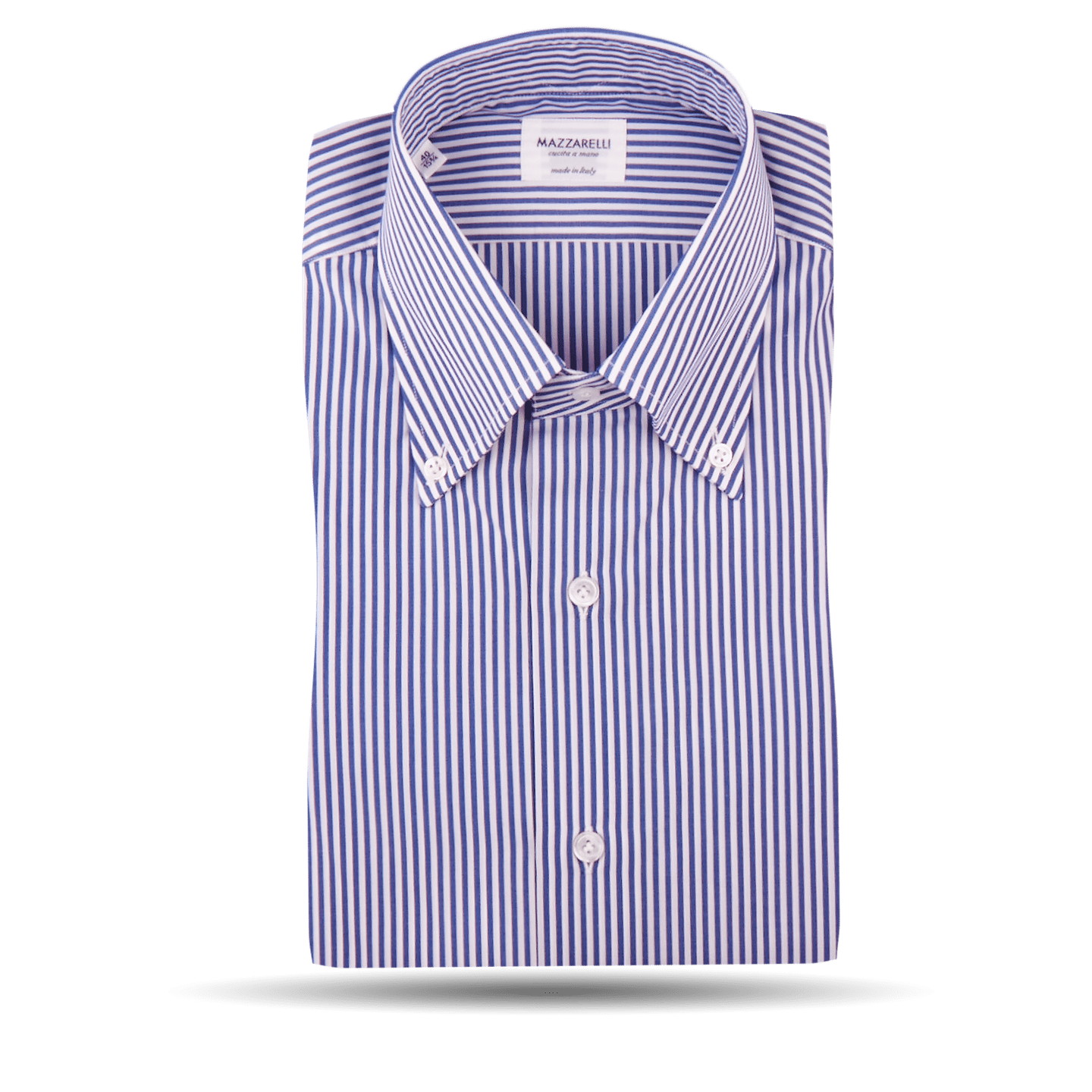 Mazzarelli - Navy and White Bengal Striped Regular Fit Shirt | Baltzar