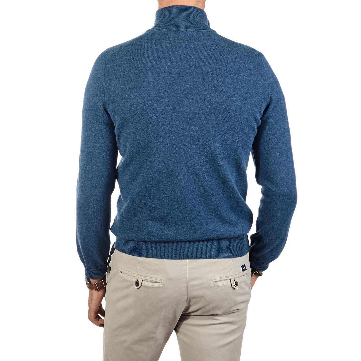 Gran Sasso - Blue Melange Wool Cashmere Half Zip Sweater | Baltzar