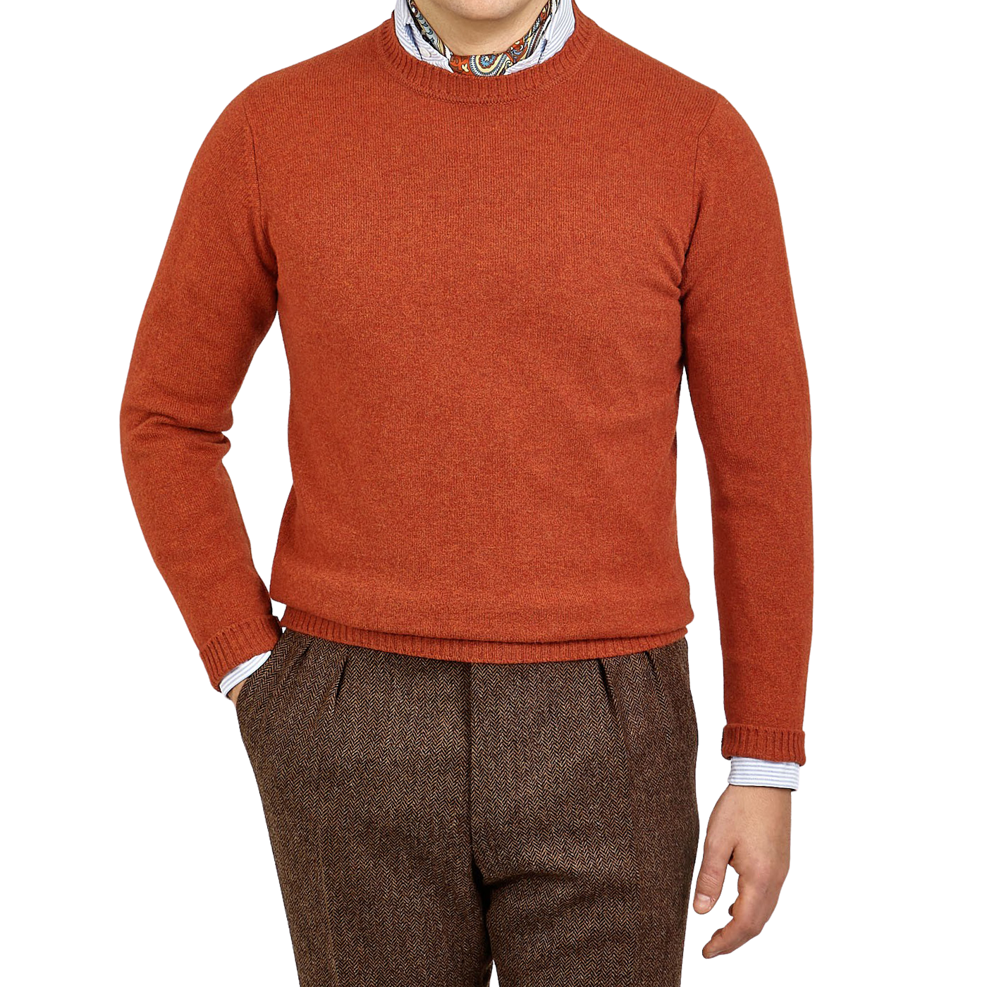 orange crew neck sweater