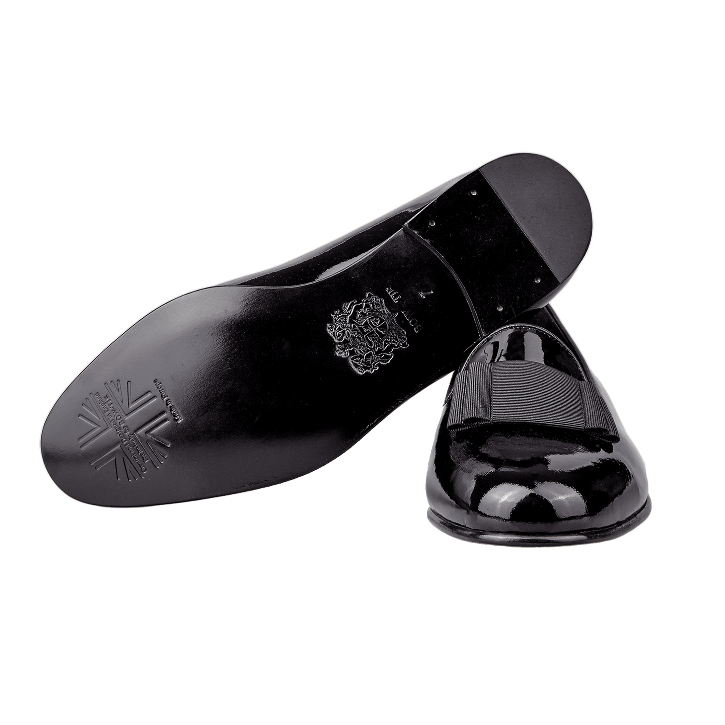 black patent leather pumps