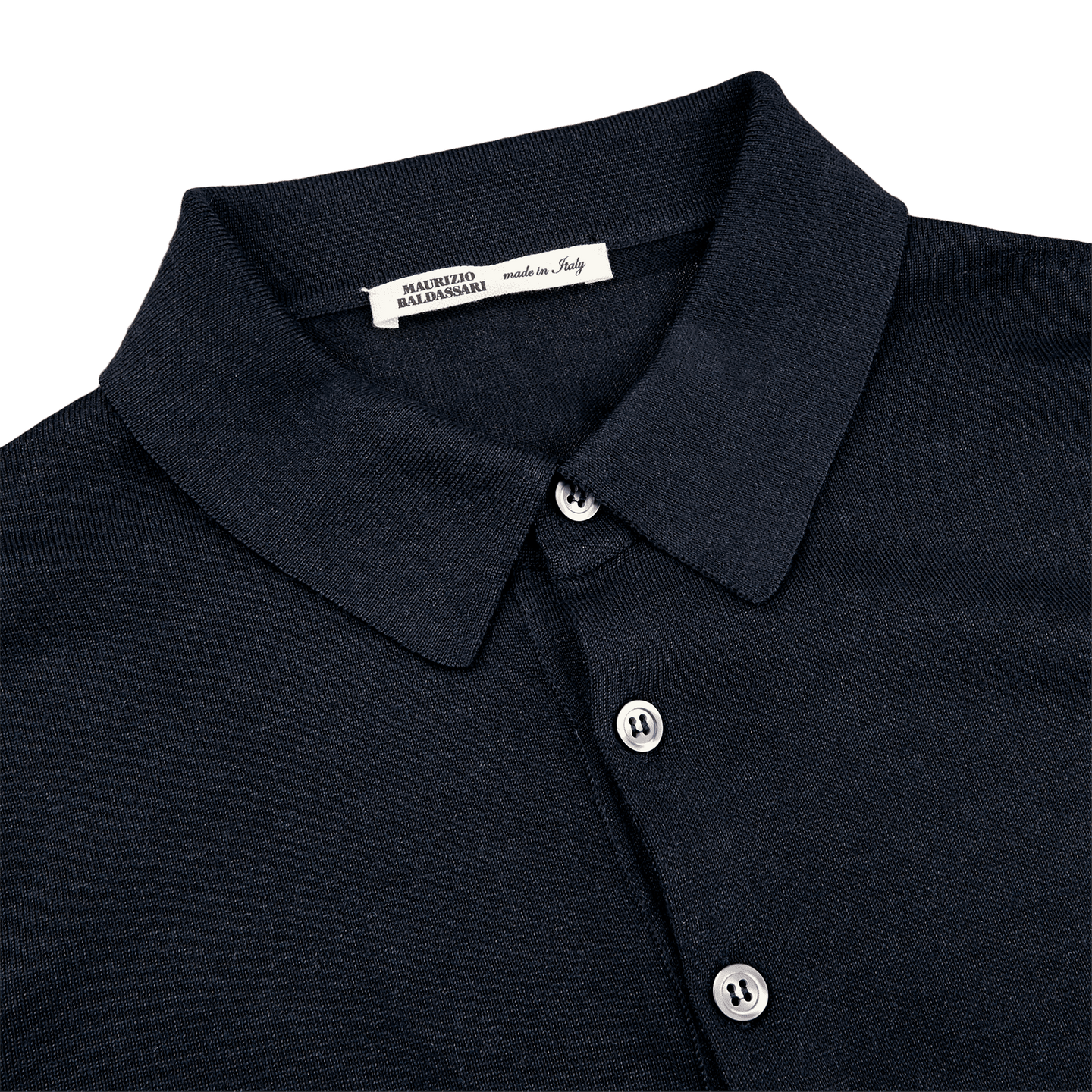 Maurizio Baldassari - Knitted Navy Blue Wool Silk Polo Shirt | Baltzar