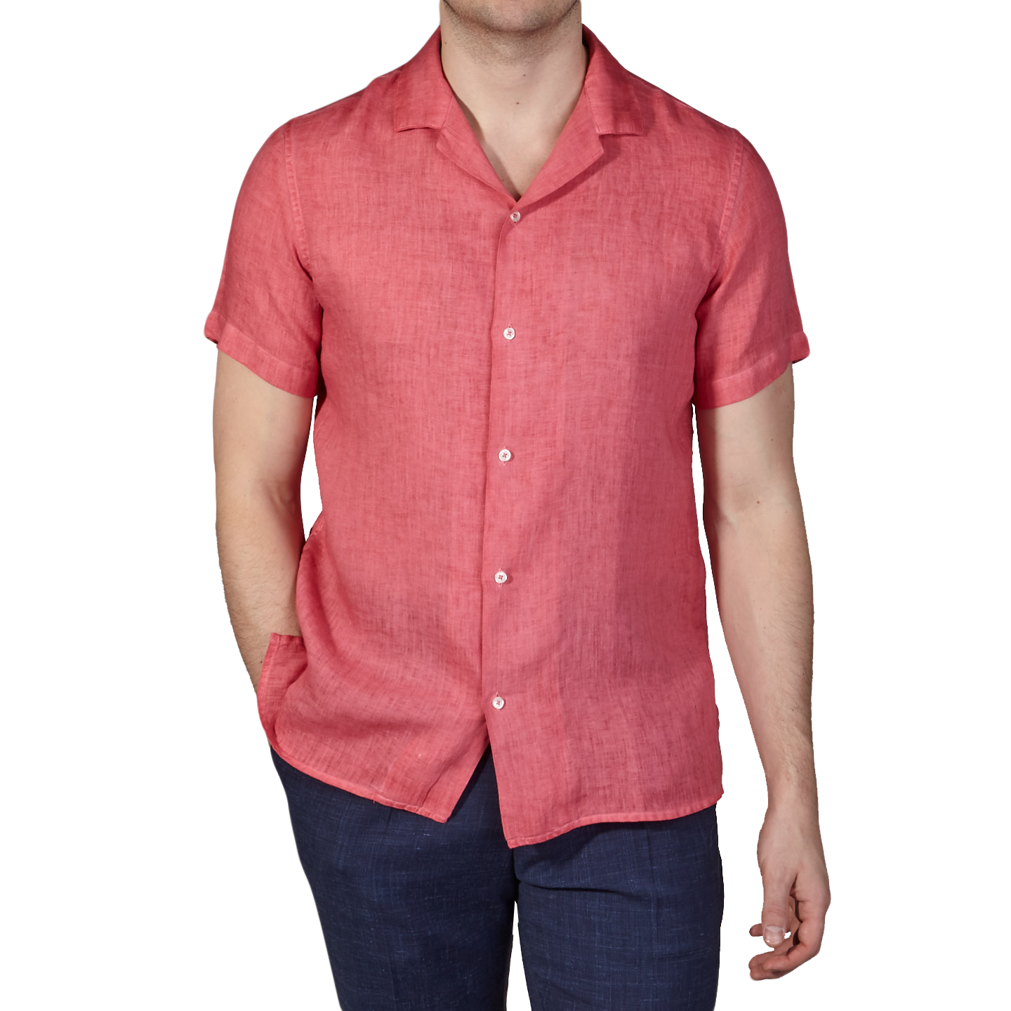 Altea - Pink Short Sleeve Linen Shirt | Baltzar