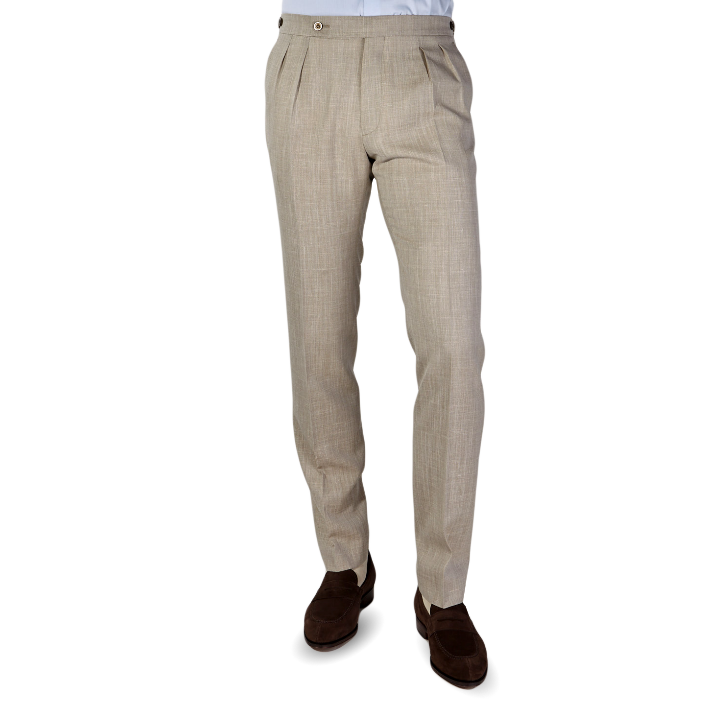 Wool Silk Linen Pleated Trousers | Baltzar