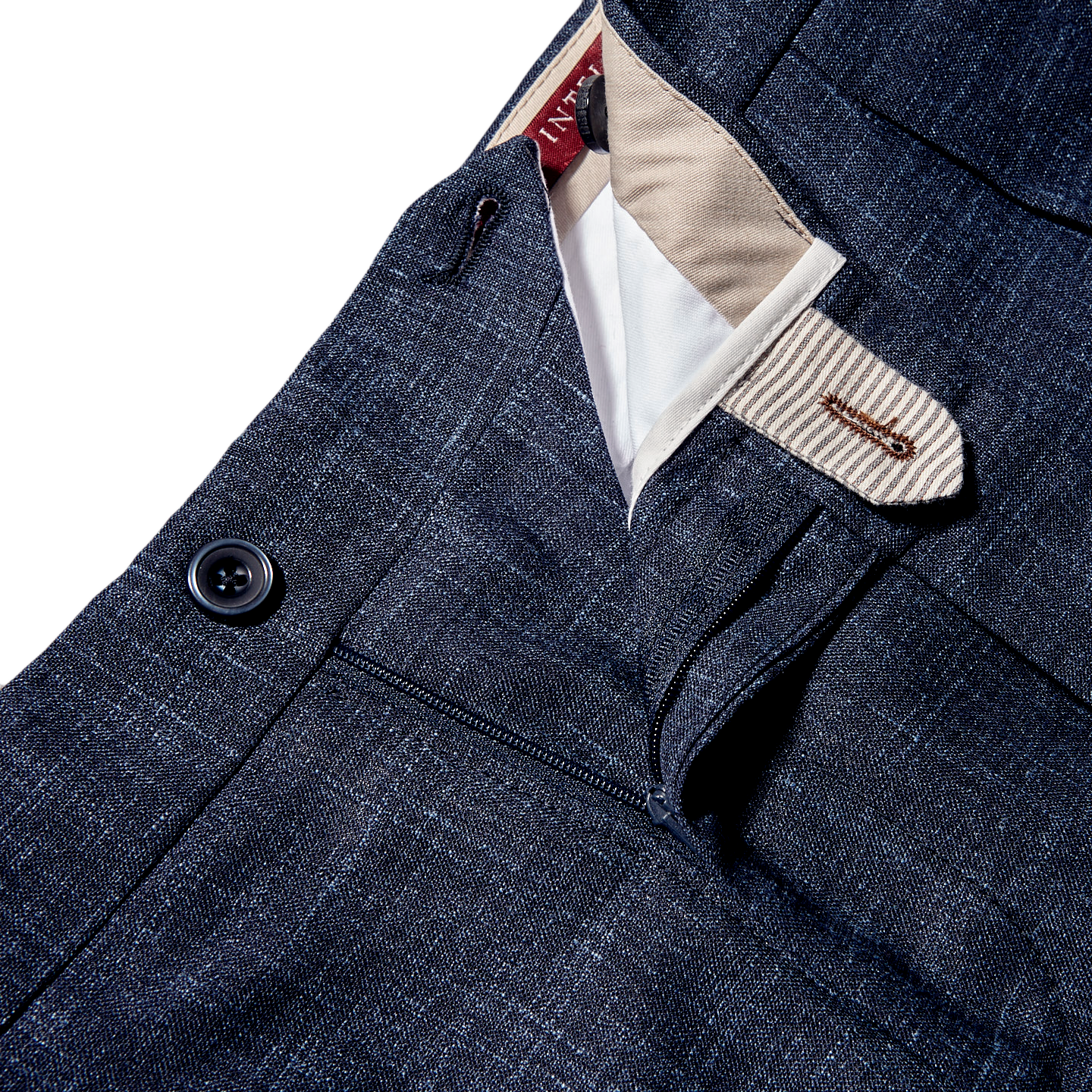 Berwich Blue Loro Piana Wool Fresco Pleated Trousers Zipper