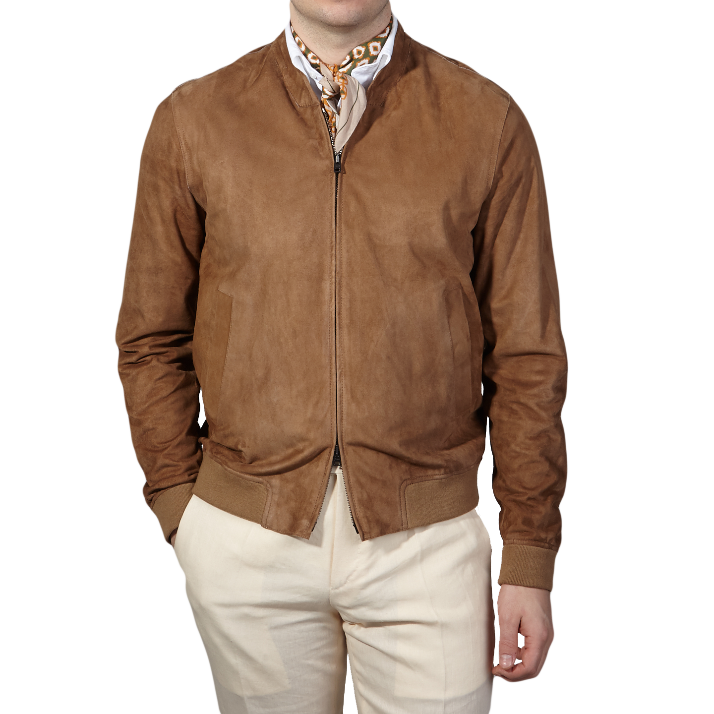 Herno - Tan Suede Bomber Jacket | Baltzar