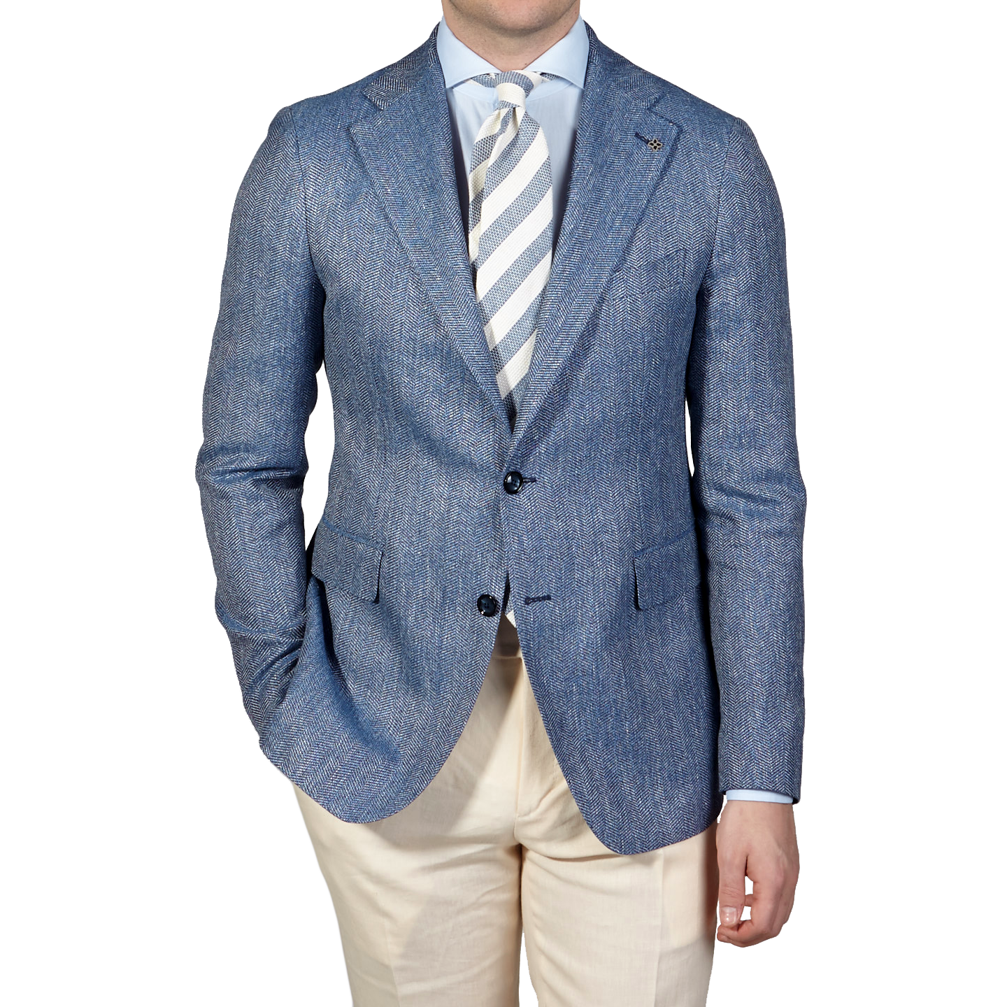 blue linen blazer