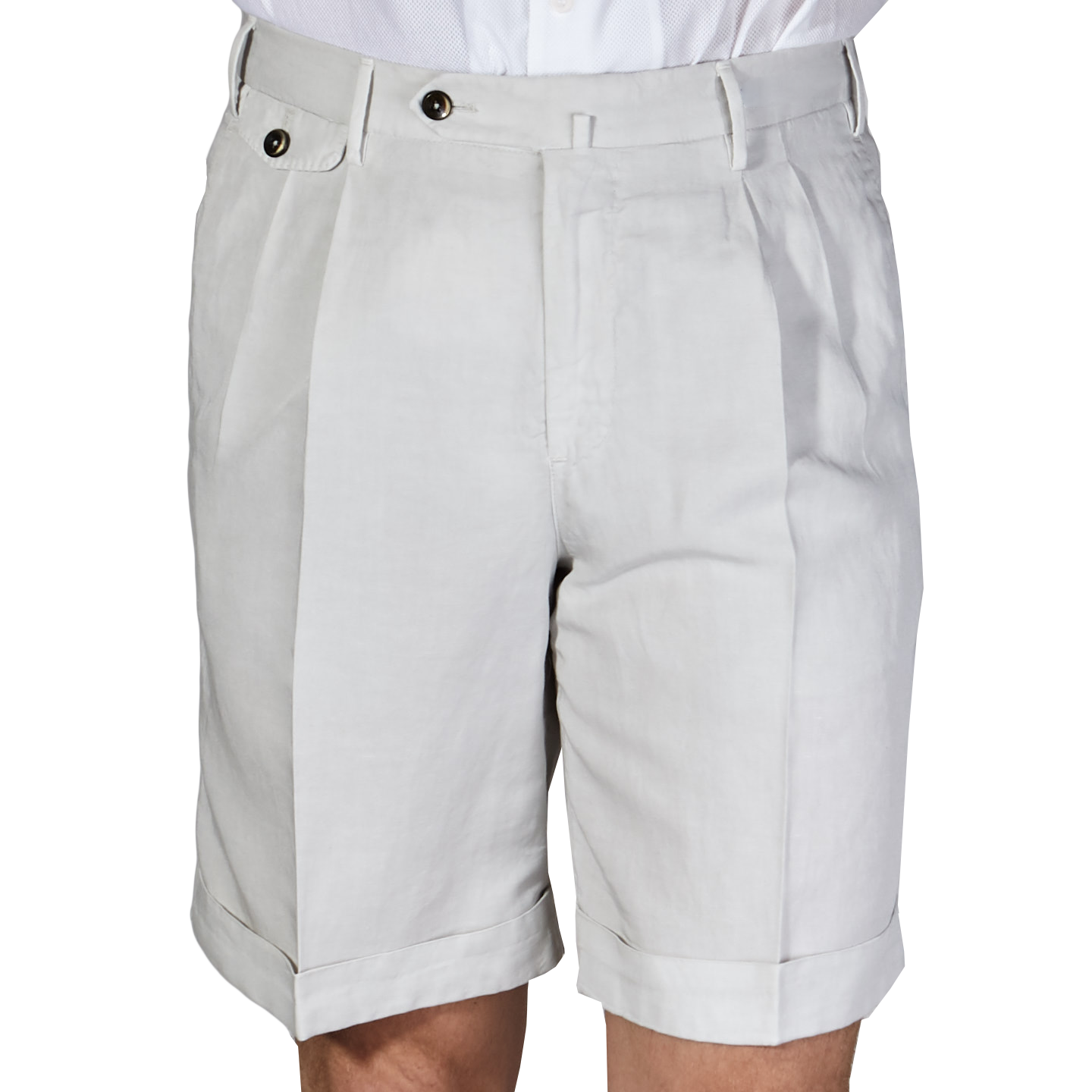 PT Torino - Light Beige Cotton Linen Shorts | Baltzar