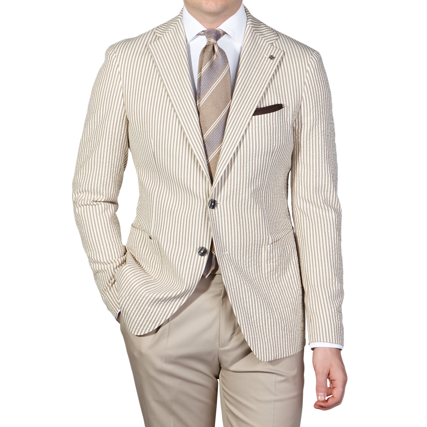 beige striped blazer