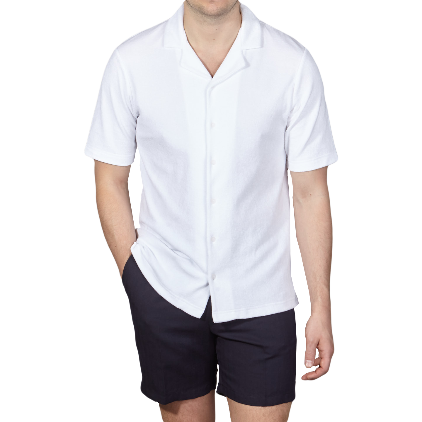 Sunspel - White Towelling Cotton Camp Collar Shirt | Baltzar
