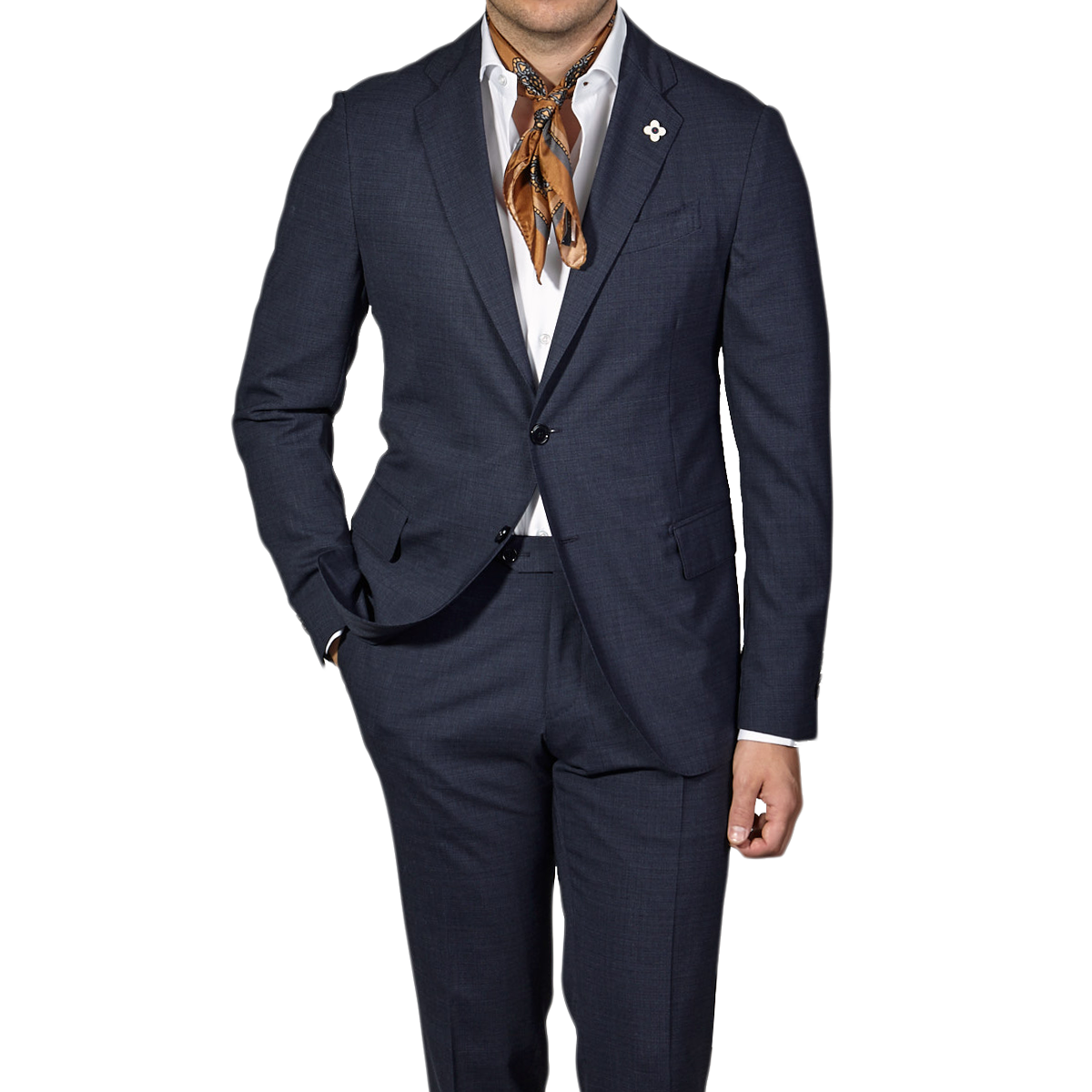 Lardini - Navy Blue Structured Easy Wear Travel Wool Suit | Baltzar