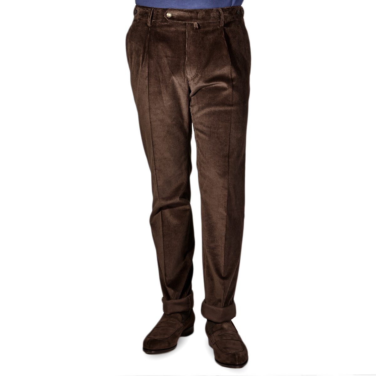 Dark Brown Cotton Corduroy Pleated 