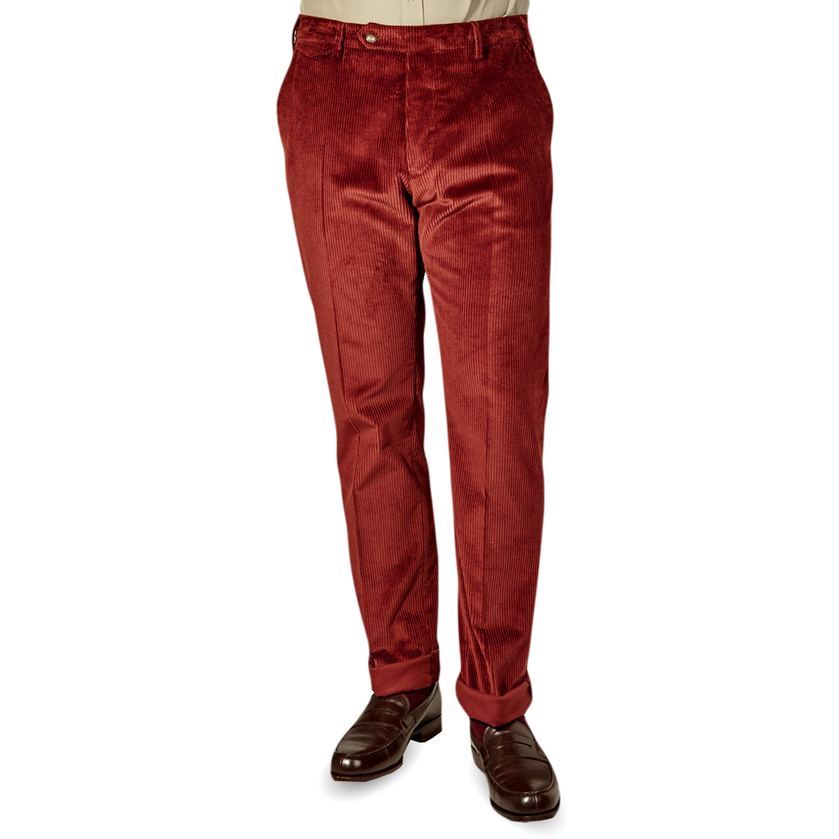 Berwich - Rust Red Cotton Corduroy Flat 