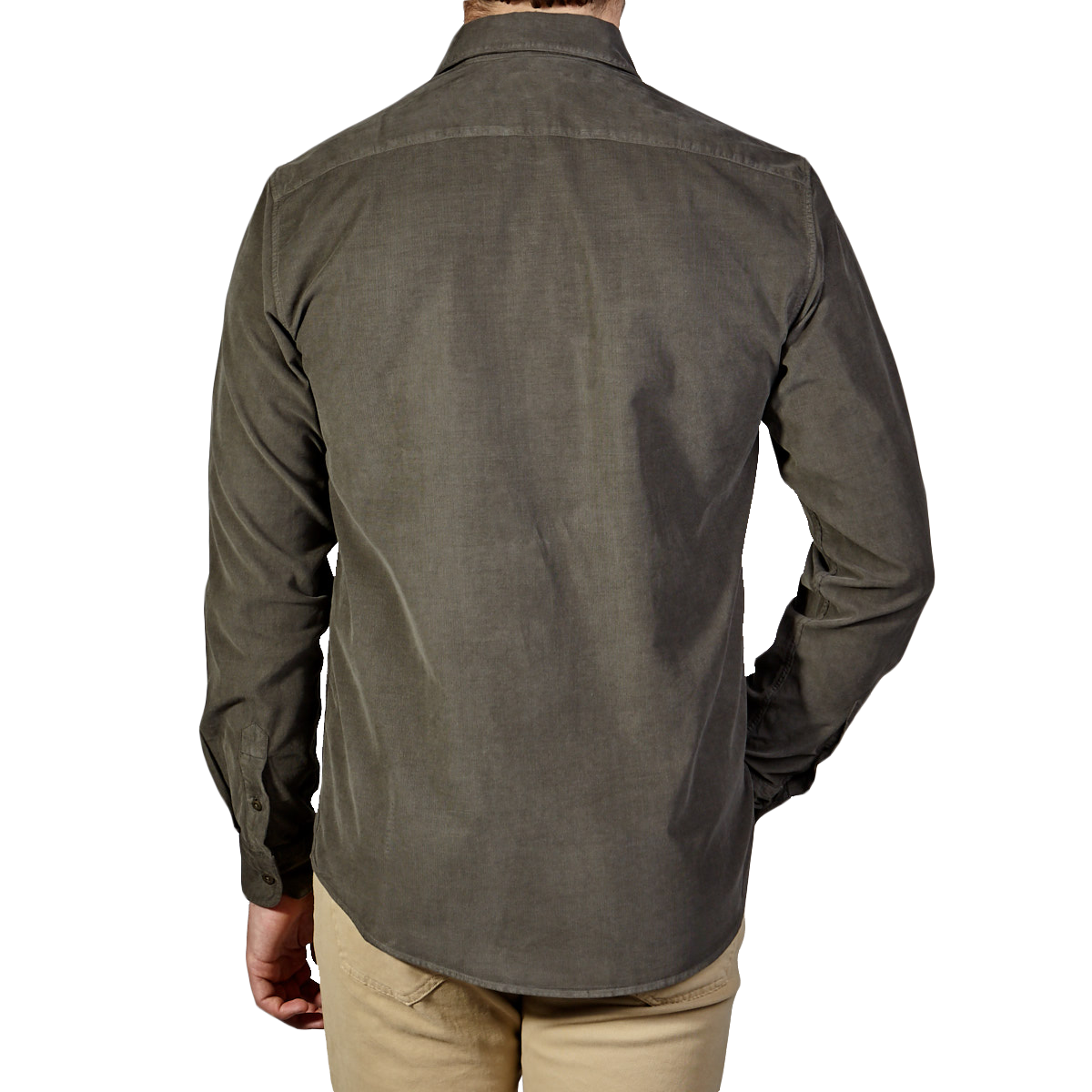 Sunspel - Military Green Fine Cotton Corduroy Shirt | Baltzar