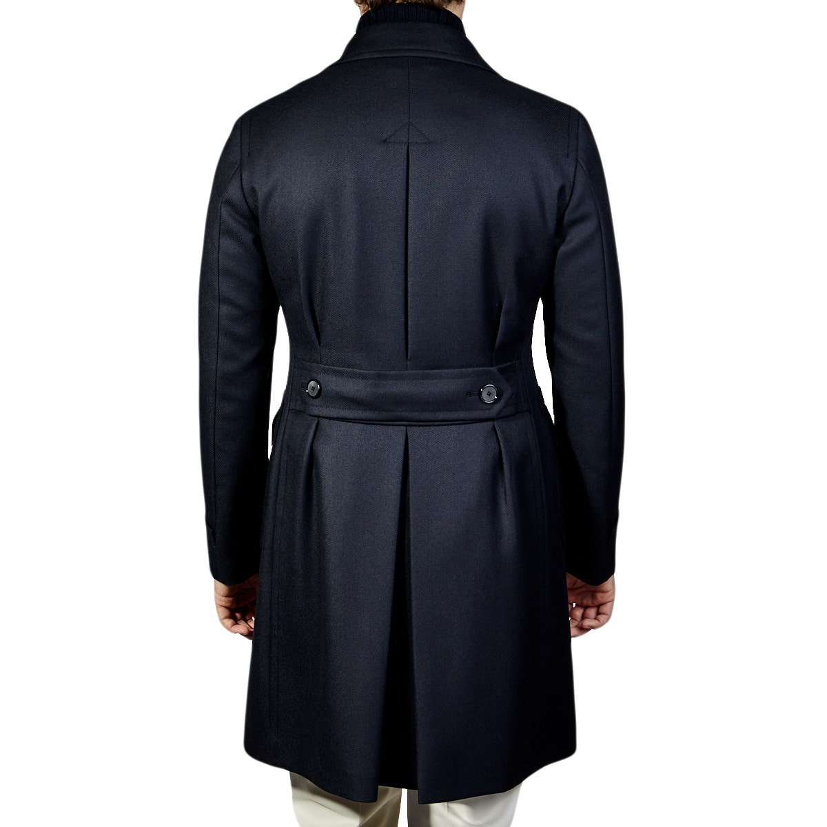 Tagliatore - Navy Double Breasted Wool Twill Polo Coat | Baltzar