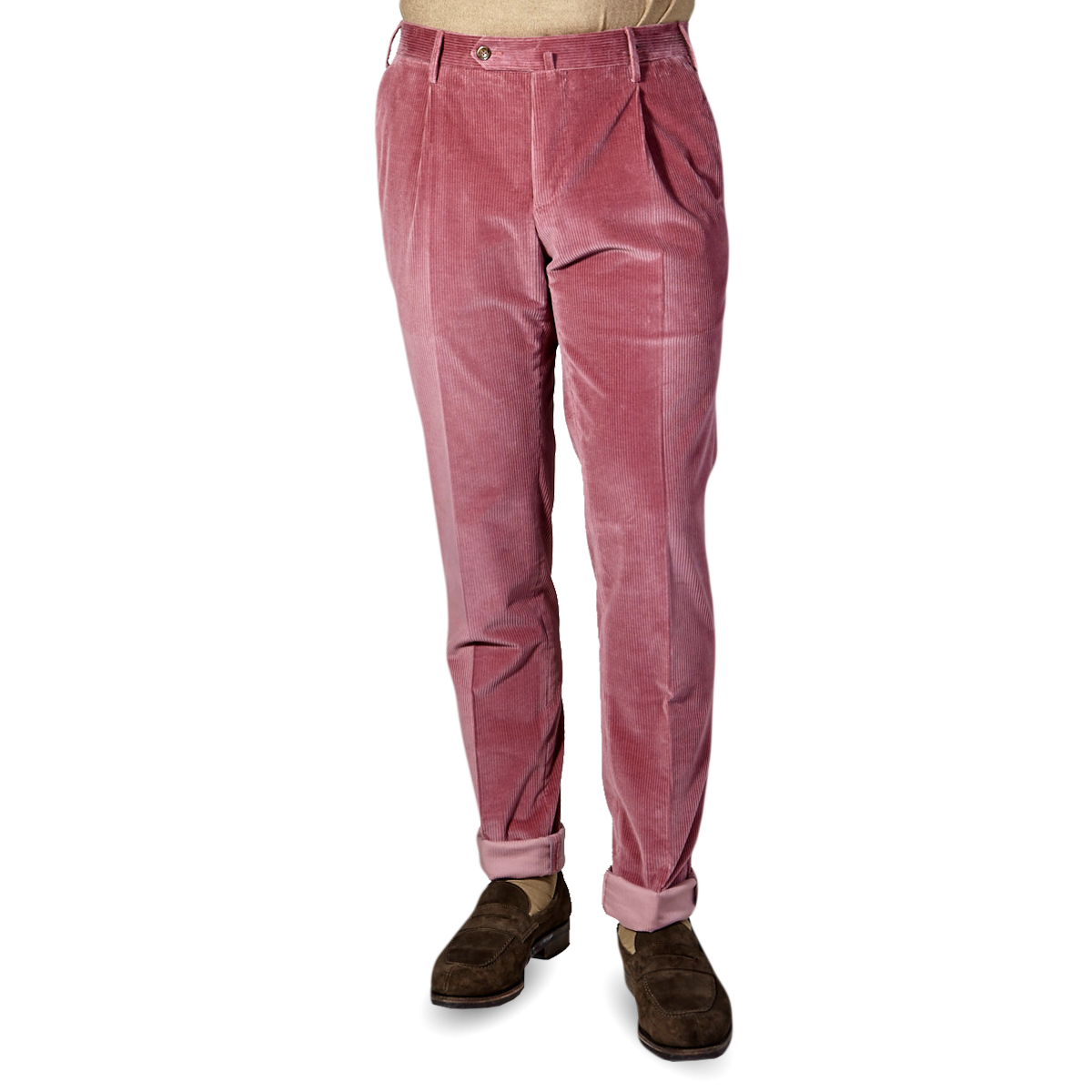 dusty pink corduroy trousers