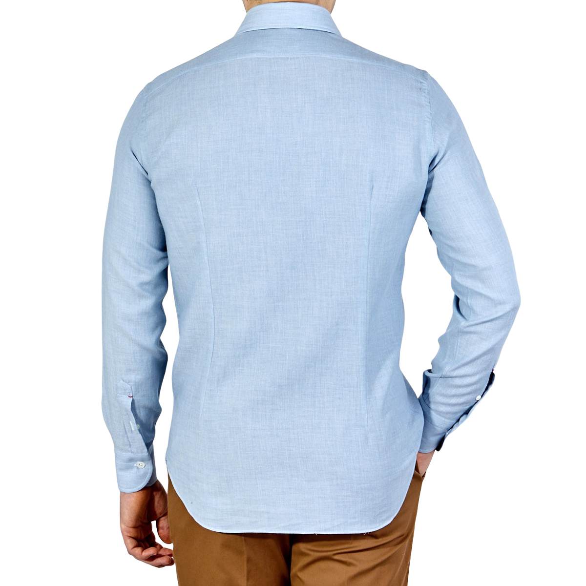 Mazzarelli - Sky Blue Cotton Cashmere Cutaway Regular Shirt | Baltzar