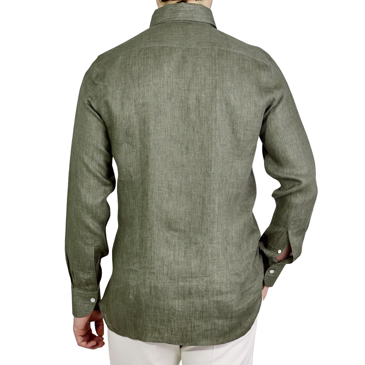 100Hands - Green Linen Blackline Slim Fit Shirt | Baltzar