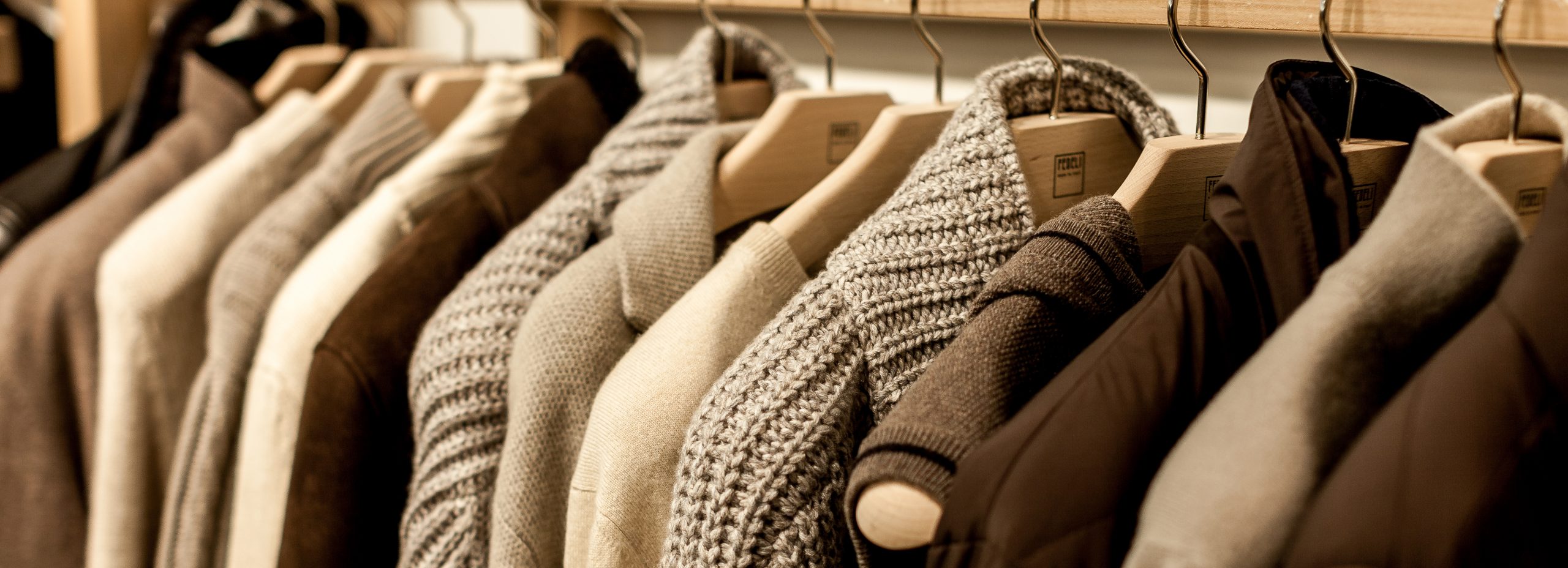 fedeli cashmere brown and beige selection in stand at pitti uomo 97