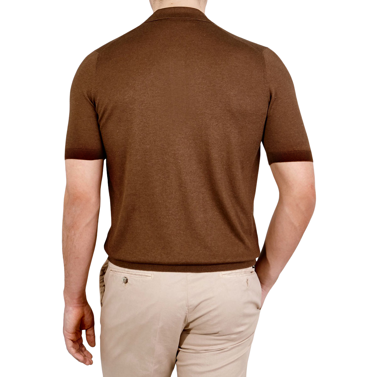 Gran Sasso Brown Knitted Silk Polo Shirt Baltzar