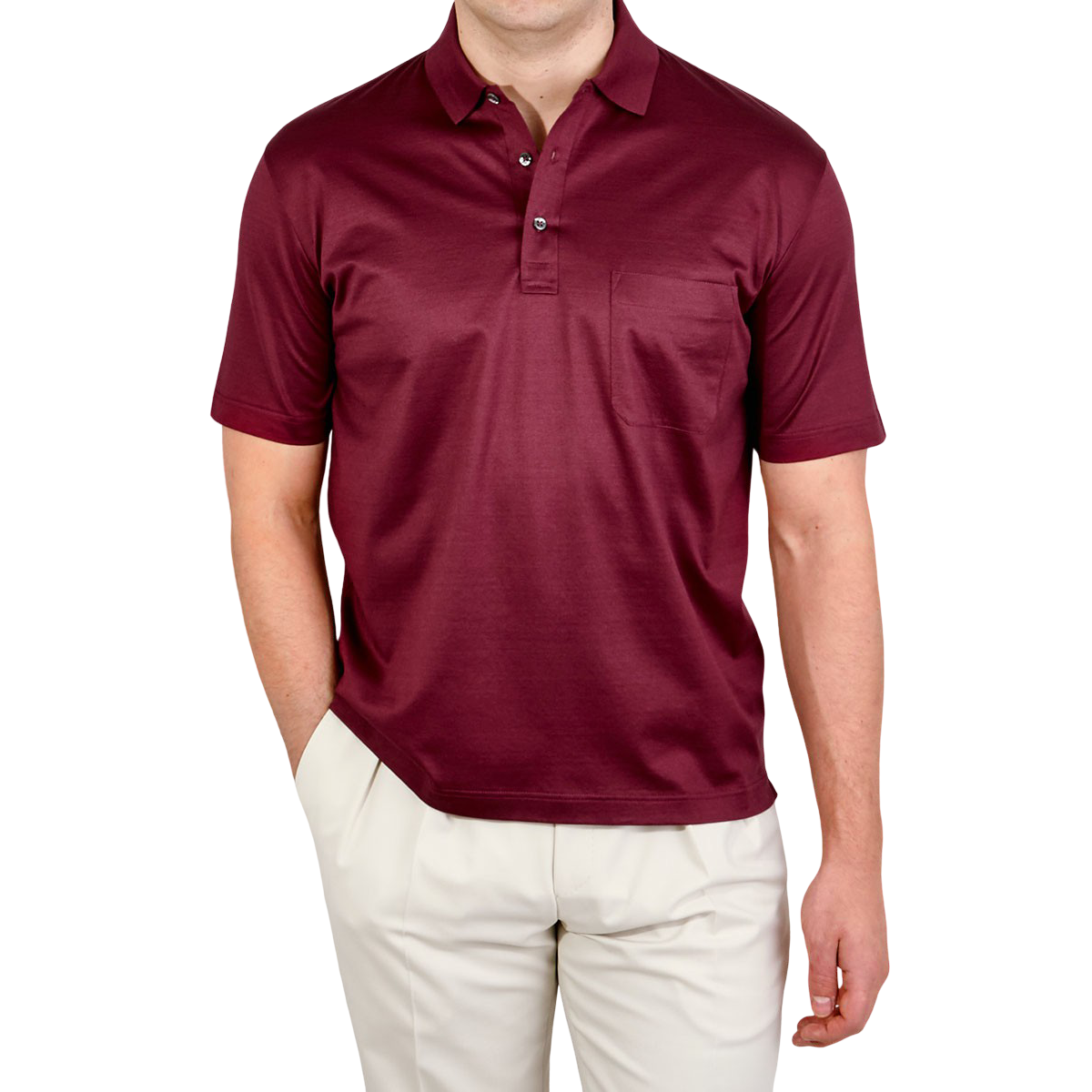 burgundy polo button up