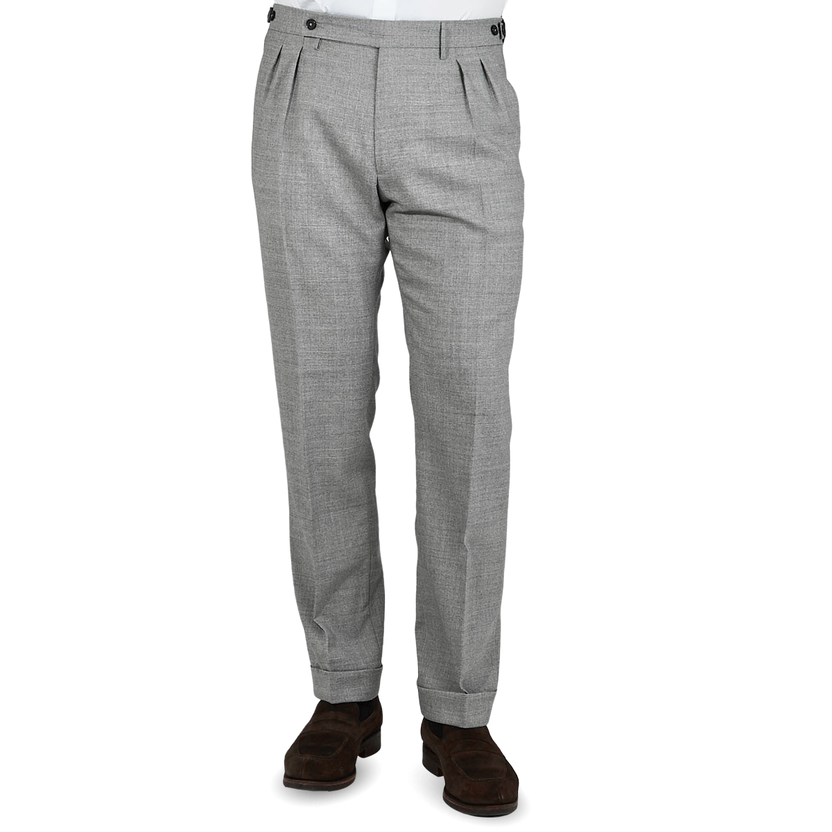 Berwich - Light Grey Fresco Wool Pleated Trousers | Baltzar