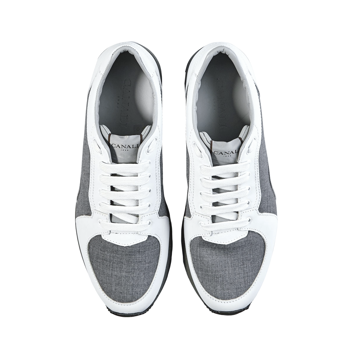 Canali - Grey White Leather Vintage Runner Sneakers | Baltzar