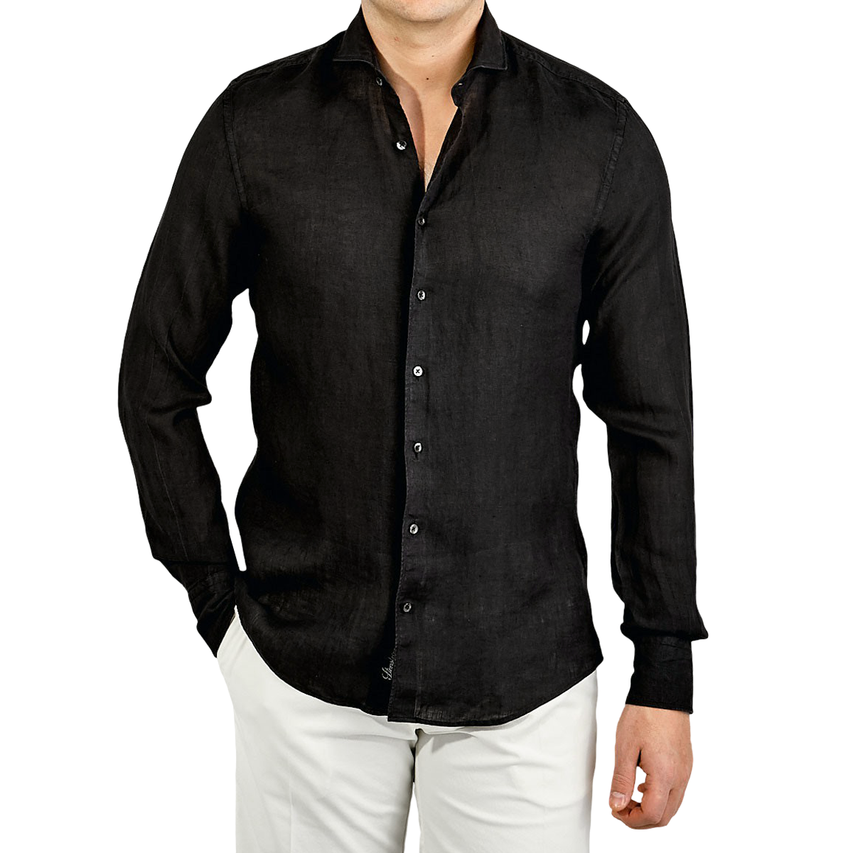 Black linen shirt Clearance