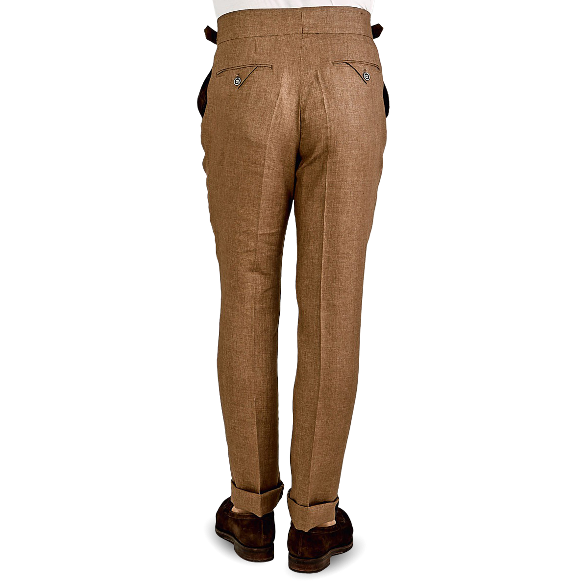Baltzar Sartorial - Light Brown Linen Pleated Gurkha Trousers | Baltzar