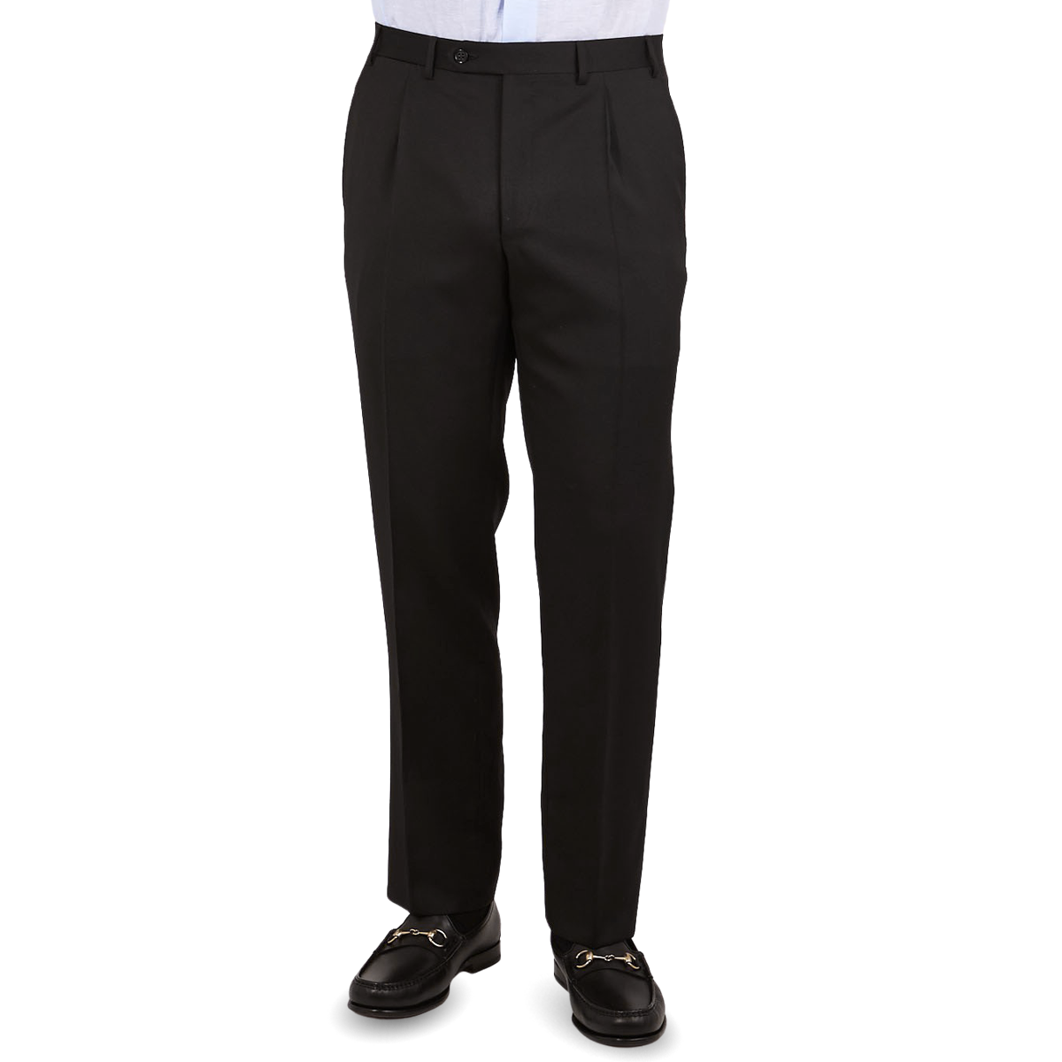 Black Wool Single Pleat Trousers 