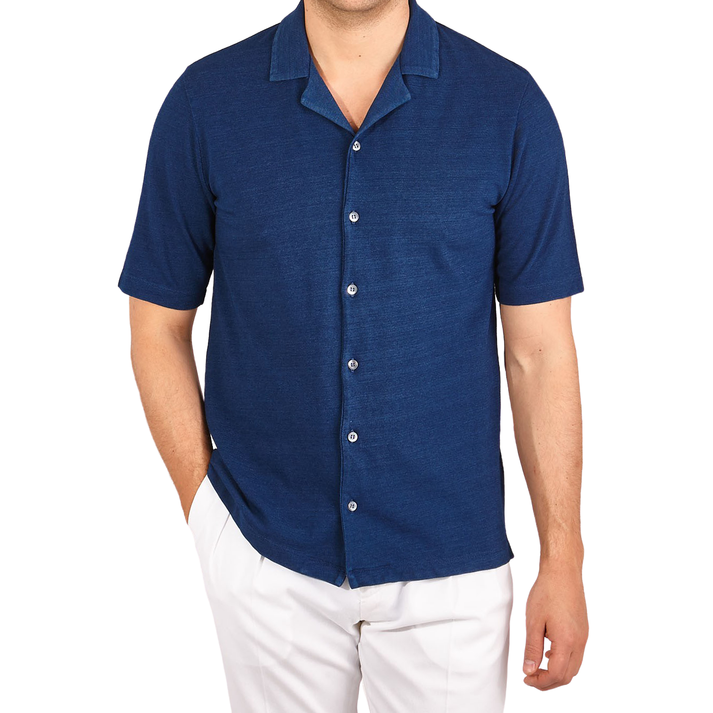 Sunspel - Indigo Cotton Pique Camp Collar Shirt | Baltzar