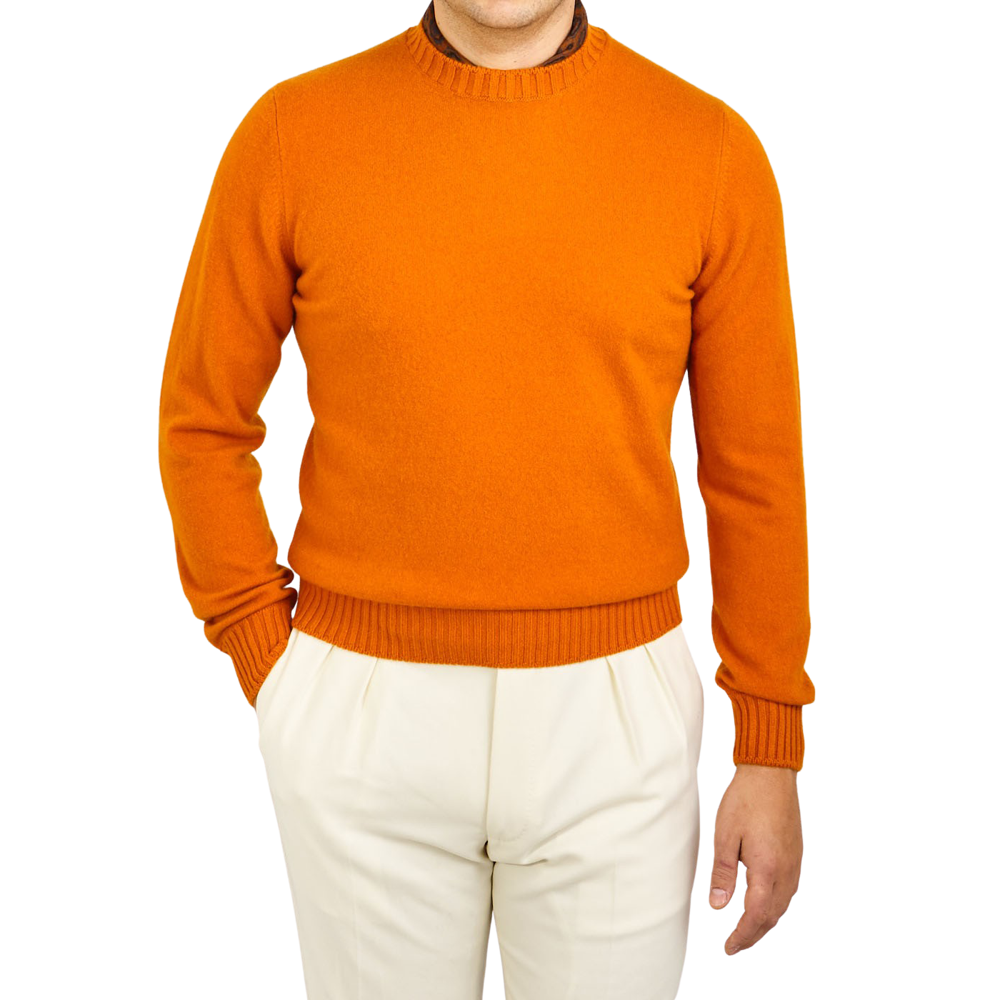 orange crew neck sweater