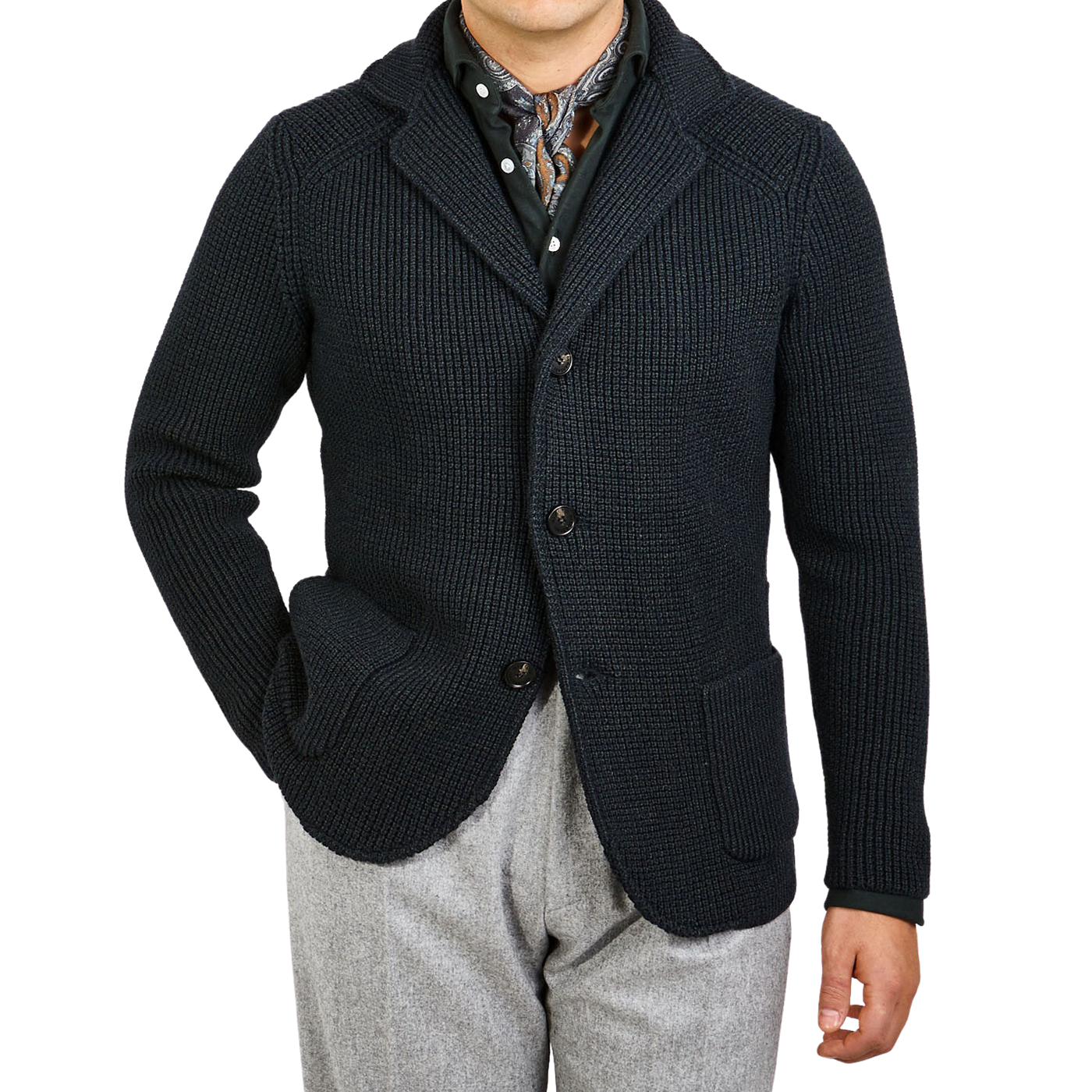 Maurizio Baldassari - Brown Heavy Knitted Wool Brenta Jacket | Baltzar