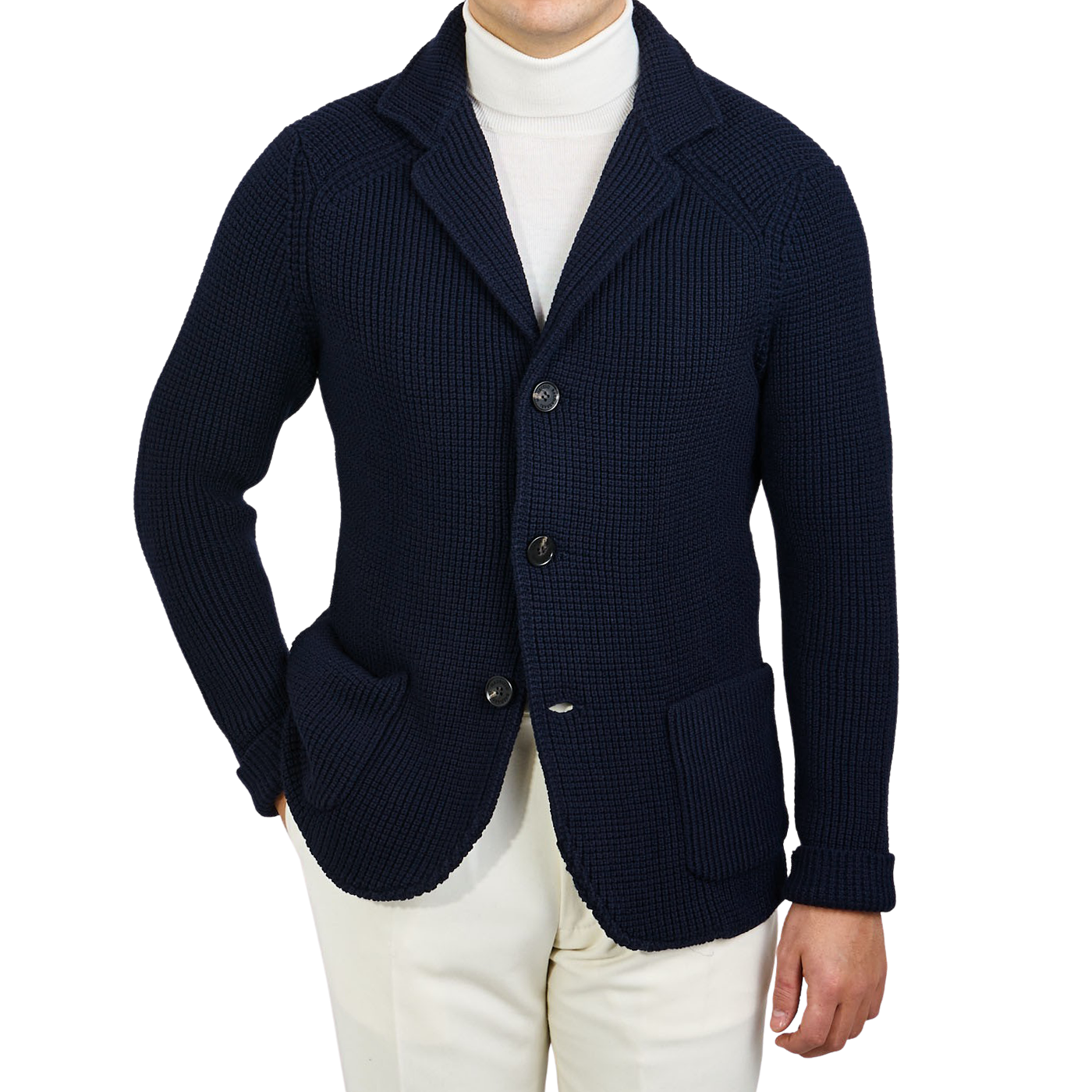 Maurizio Baldassari - Navy Heavy Knitted Wool Brenta Jacket | Baltzar