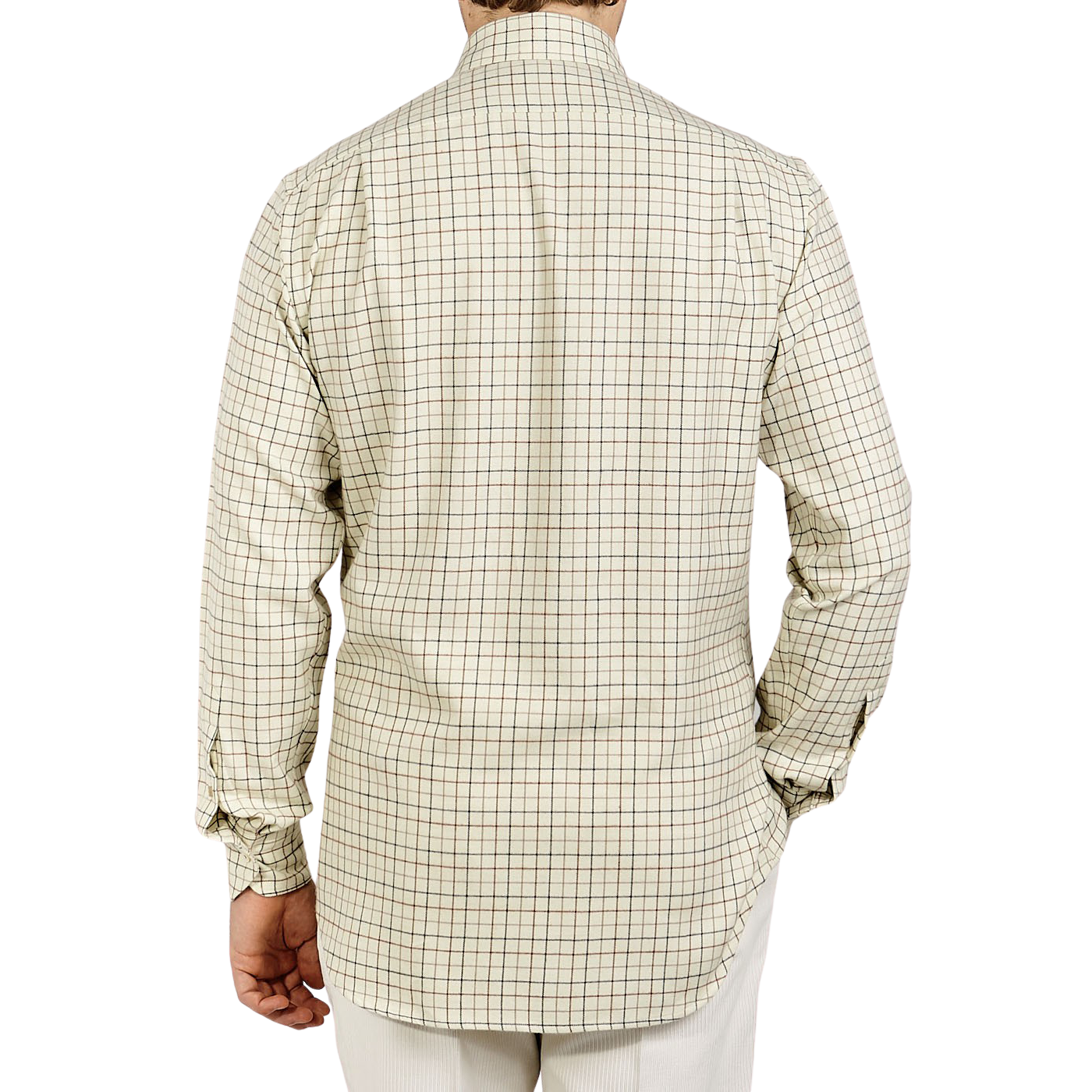 beige checked shirt