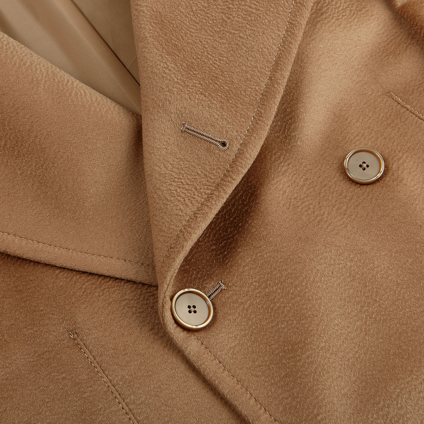 Tagliatore Camel Wool Doeskin DB Polo Coat Baltzar