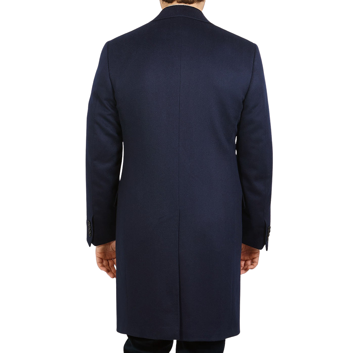 Canali - Navy Herringbone Cashmere Overcoat | Baltzar
