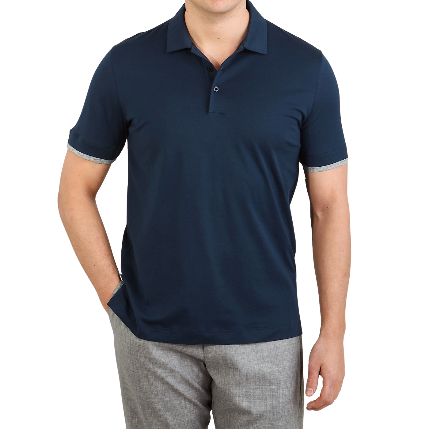 navy blue polo shirt front