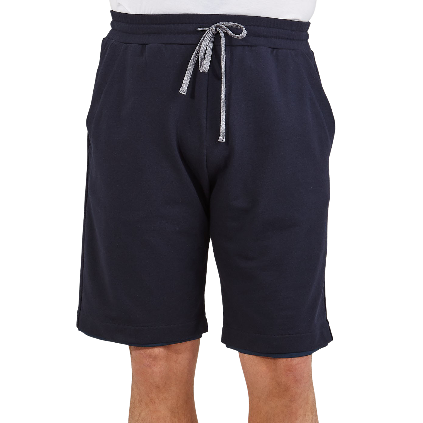 Navy Cotton Stretch Jogger Shorts 