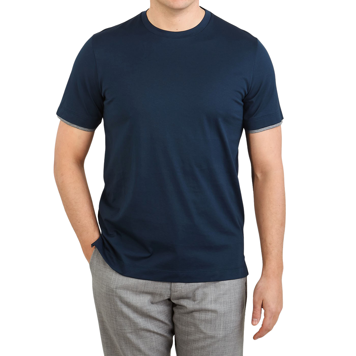 Canali - Navy Long Staple Cotton T-Shirt | Baltzar
