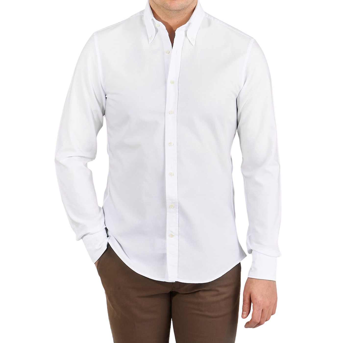 White Cotton Oxford BD Slimline Shirt 