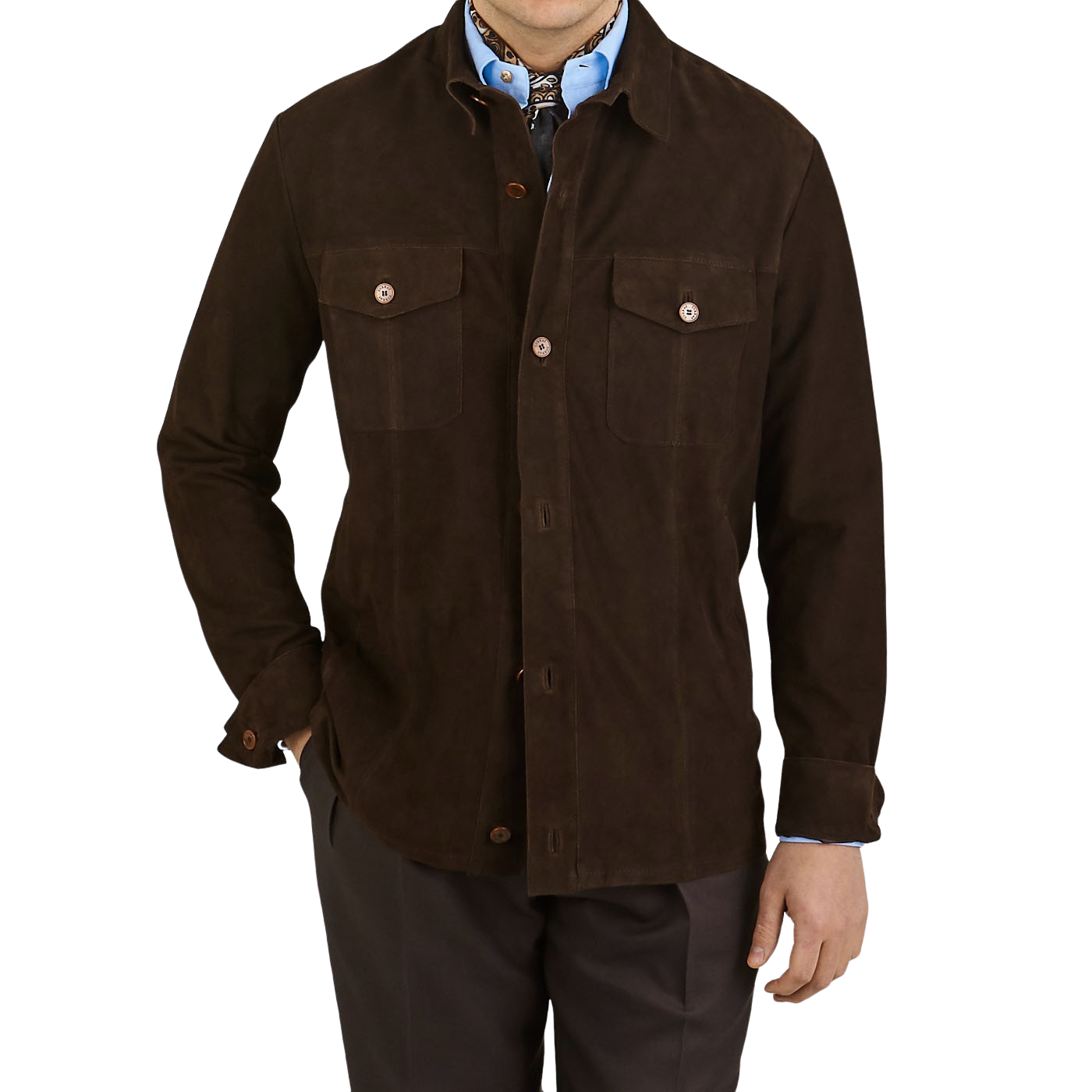 Torras - Brown Suede Leather Overshirt | Baltzar