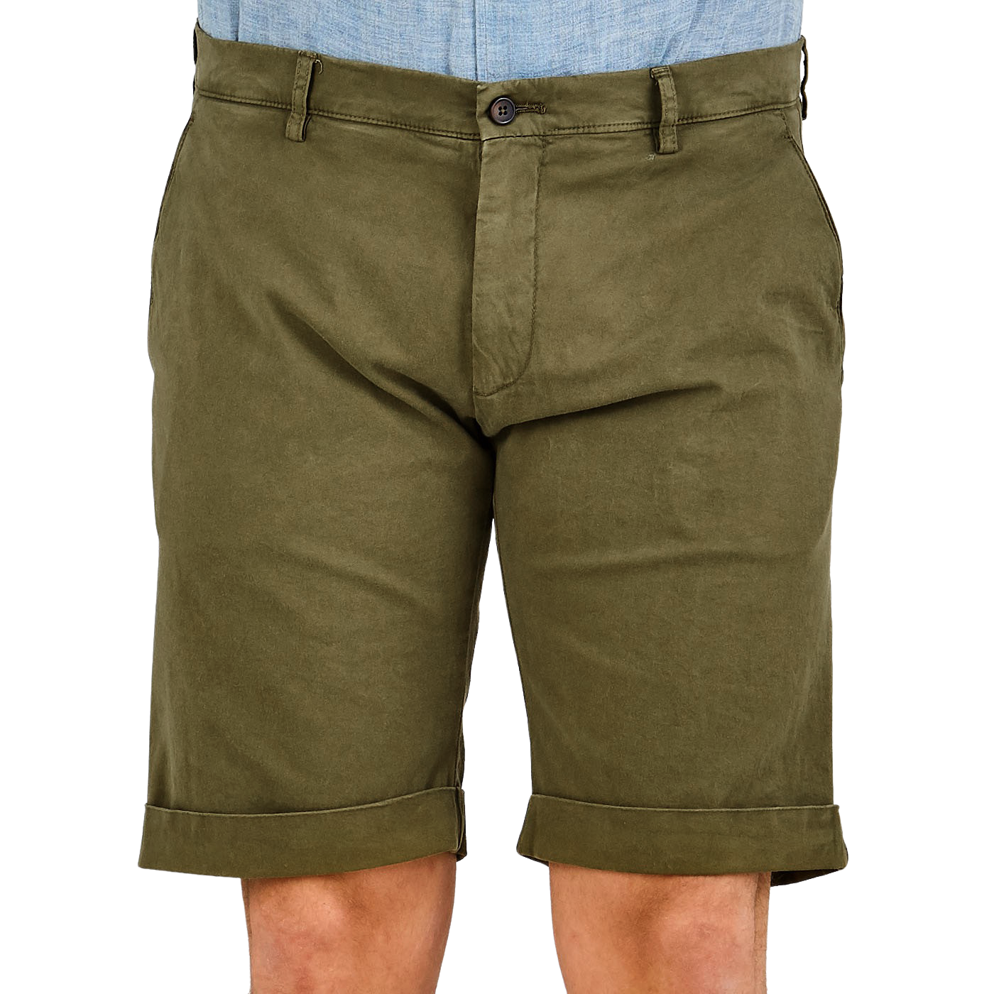 Moss Green Cotton Stretch Bermuda Shorts