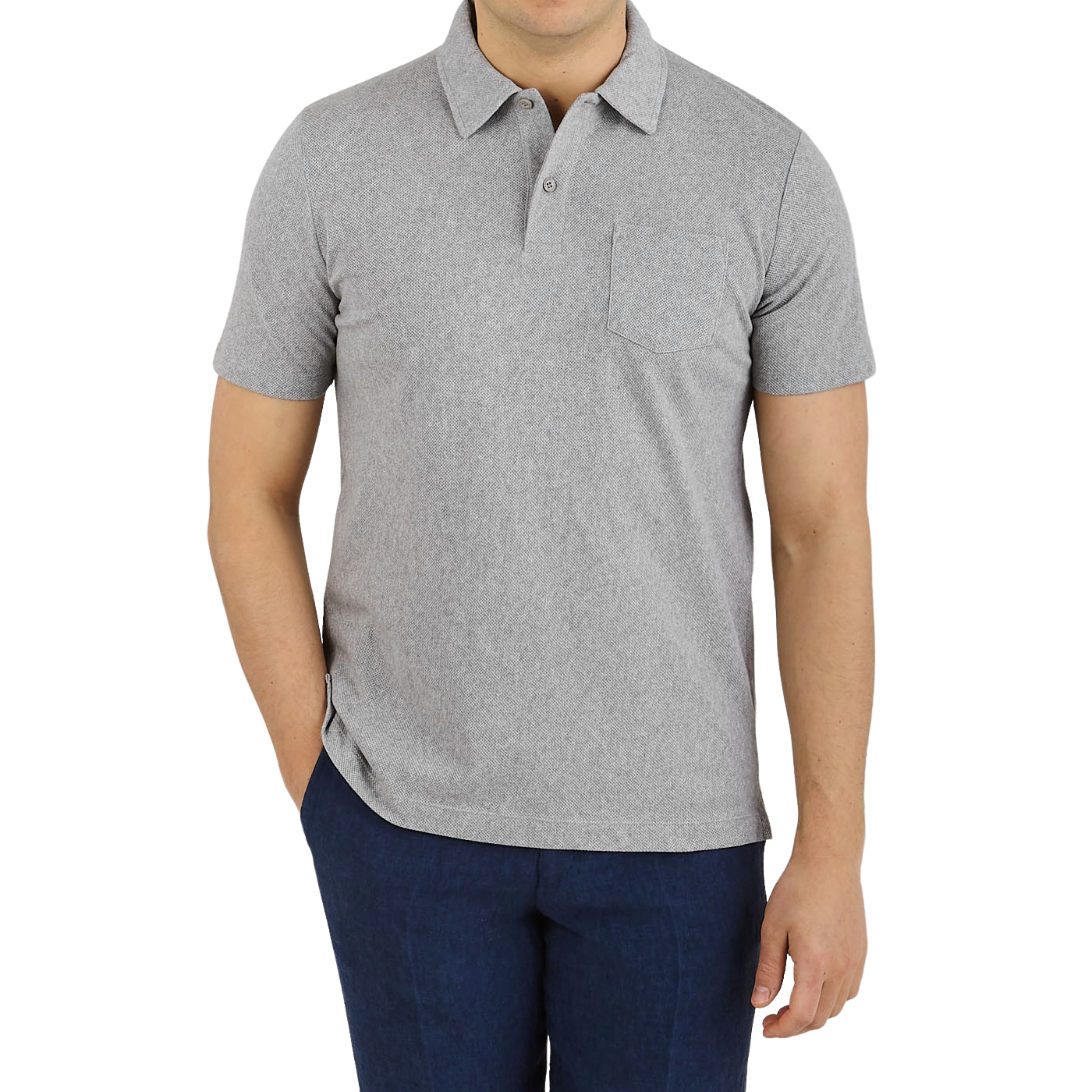 Sunspel - Grey Melange Cotton Riviera Polo Shirt | Baltzar