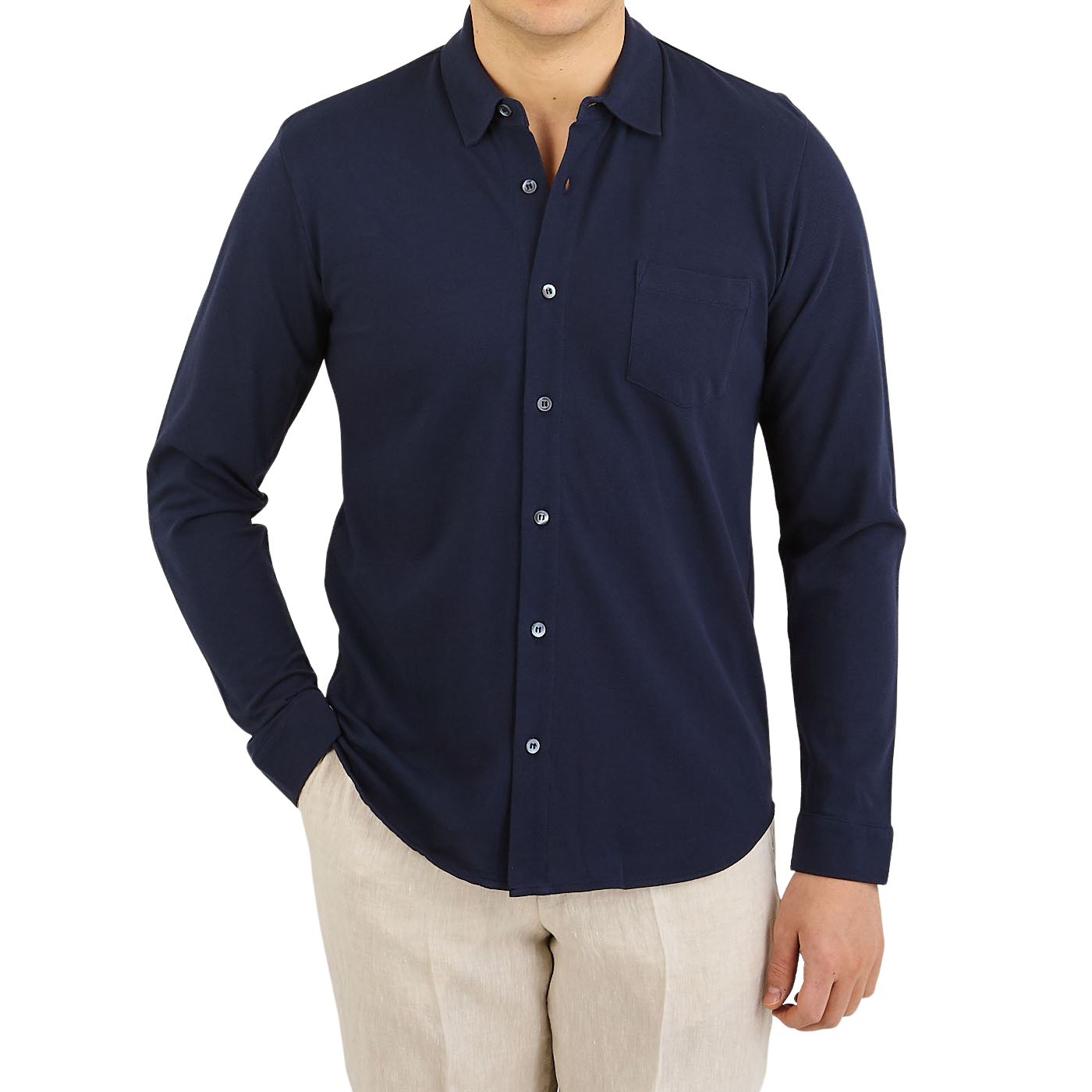 Sunspel - Navy Pima Cotton Pique Shirt | Baltzar